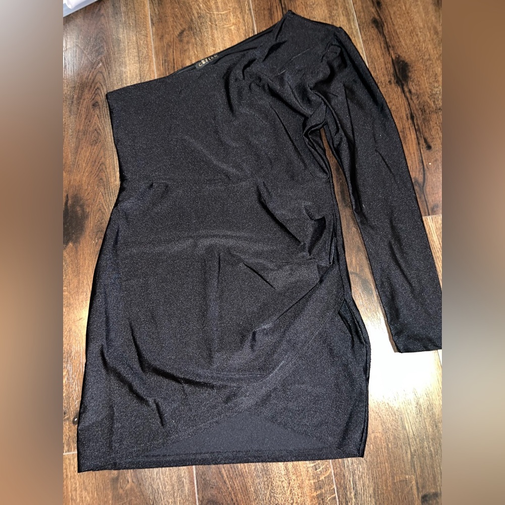 One Shoulder Black Dress